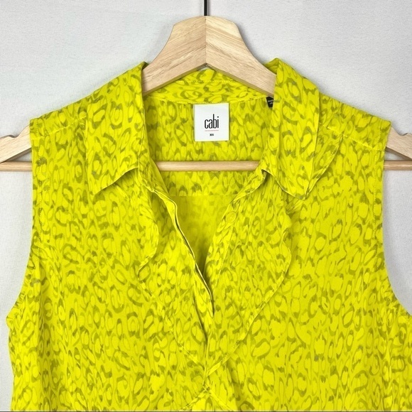 Cabi Reign Yellow Ruffle Front Sleeveless Blouse XS #3071 - Picture 4 of 4